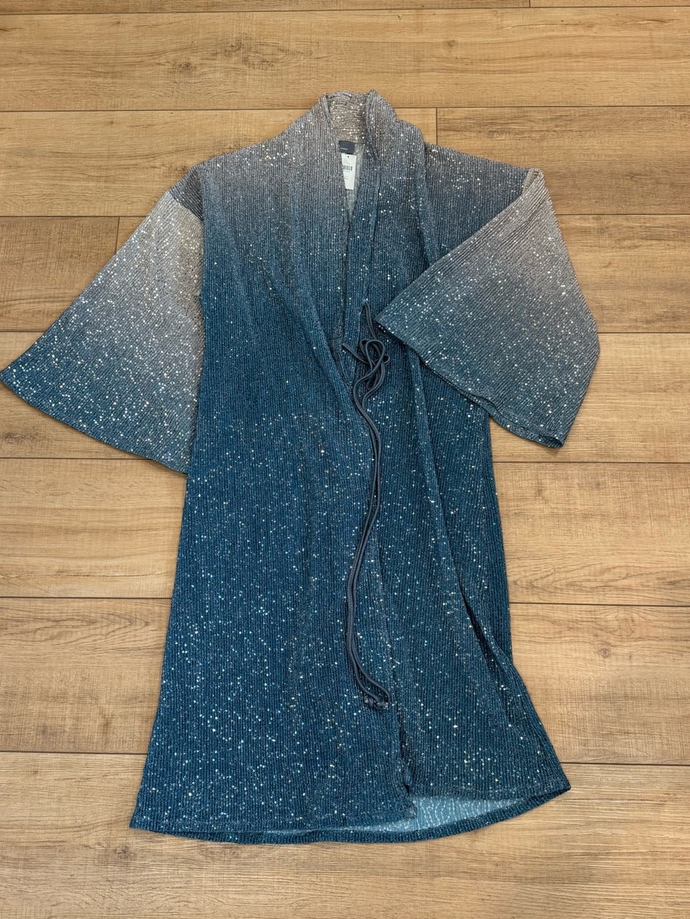 Anthropologie Ombré Shine Sequin Duster Kimono Cardigan Boho Glam Metallic NWT - Picture 4 of 7